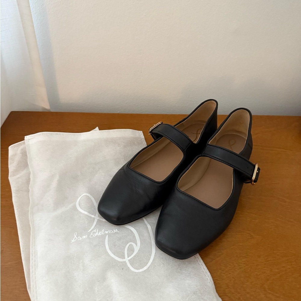 Sam Edelman Black Leather Mary Jane Flats